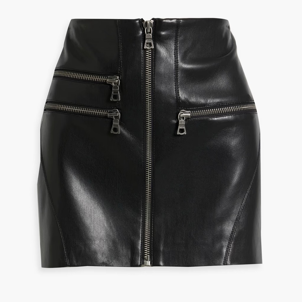 Alice + Olivia Kendale Faux Leather Mini Skirt in Black
